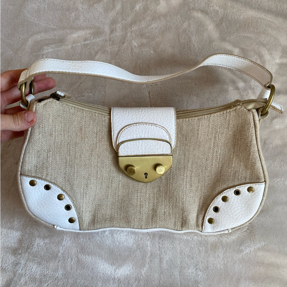 Cream & White Shoulder Bag